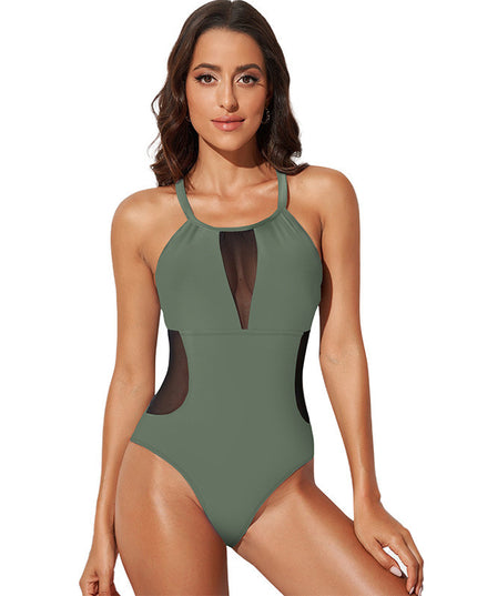 Lace Stitching One-piece Swimsuit For Women Summer