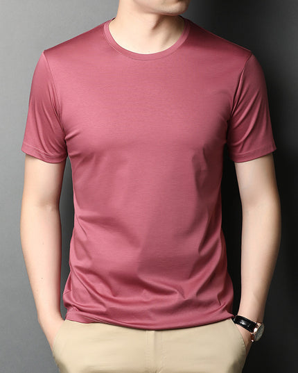 Men's Mercerized Cotton Loose Solid Color Short Sleeves