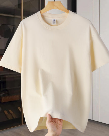 Drop Shoulder Loose Round Neck Pure Color All-matching