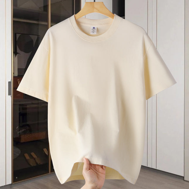 Drop Shoulder Loose Round Neck Pure Color All-matching
