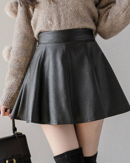 PU Leather Skirt High Waist Slimming Skirt