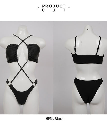 Bikini Black Cross Tie Ring European Style