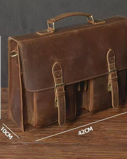 Top Cowhide Leather Computer Bag | Crossbody Business Handbag, Genuine Leather