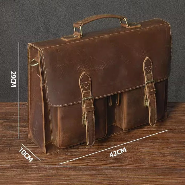 Top Cowhide Leather Computer Bag | Crossbody Business Handbag, Genuine Leather