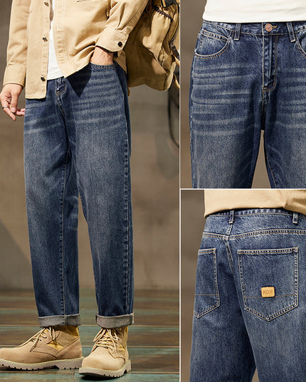 Retro Denim Pants Men's Straight Loose