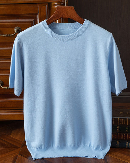 Men's Short-sleeved T-shirt Korean-style Trendy Round Neck Half-sleeve Sweater