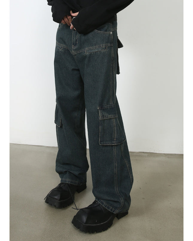 Men's Multi-pocket American Washed Jeans