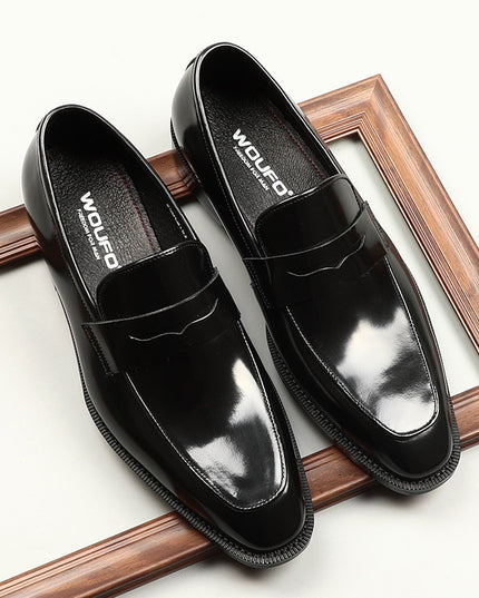 Men's Square-toe Patent Leather Business Formal Shoes