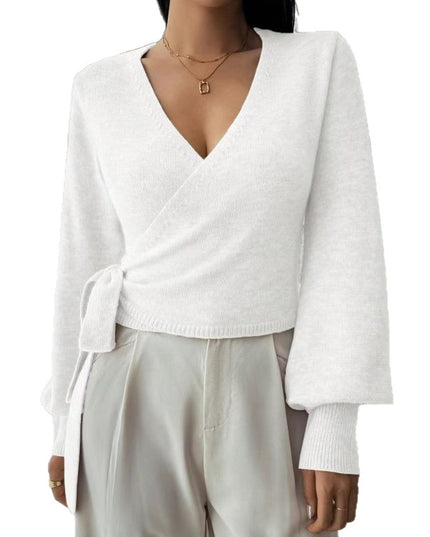 Autumn And Winter Irregular Lace-up Elegant Wool Short Clothes Top