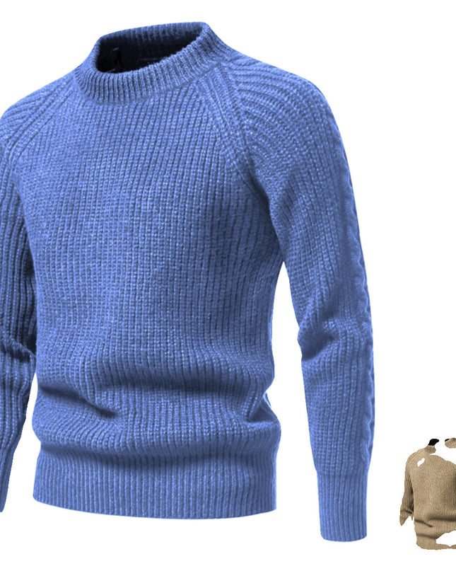 Men's Solid Color Round Neck Sweater