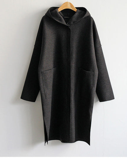 Loose Wool Women's Coat Hooded