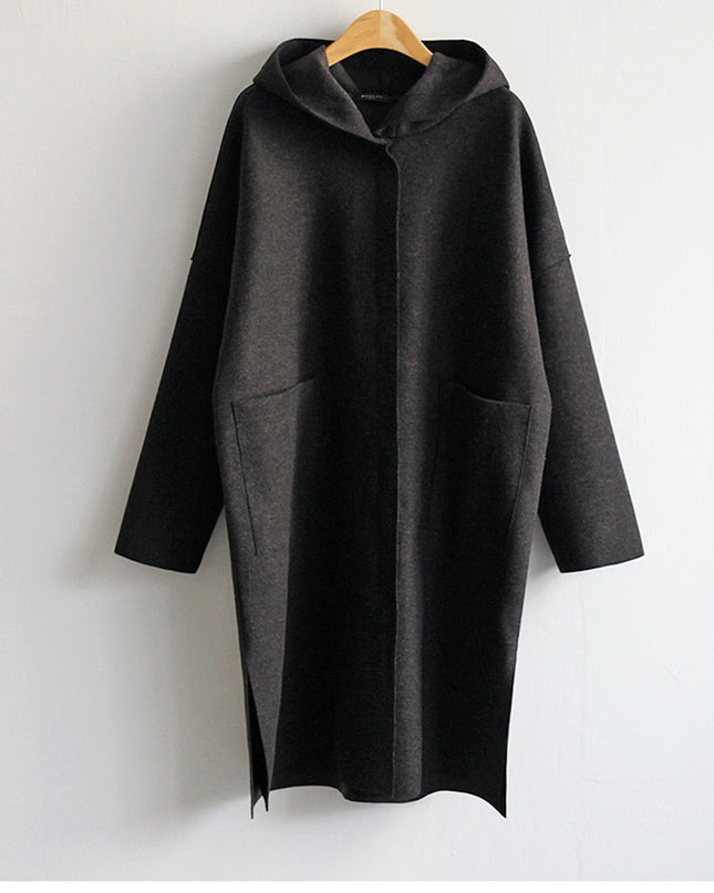 Loose Wool Women's Coat Hooded