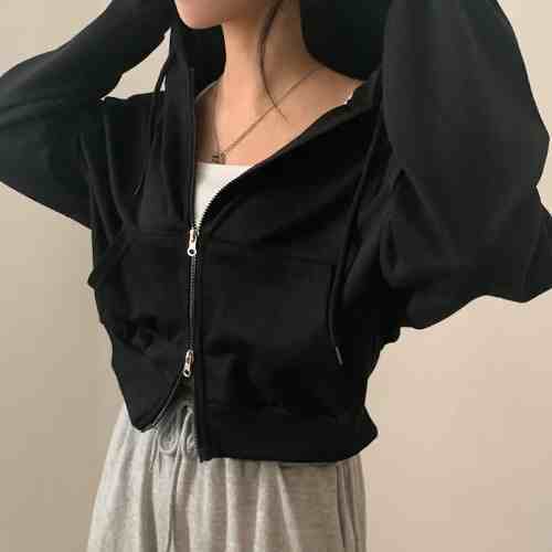 Chic Niche Zipper Hooded Long Sleeve Sweater Coat