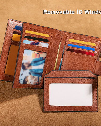 Men's Leather Wallet Multi-function Anti-theft Zipper Coin Purse