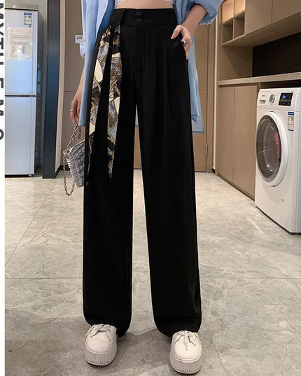 High Waist Narrow Version Ice Silk Wide-leg Pants Drape