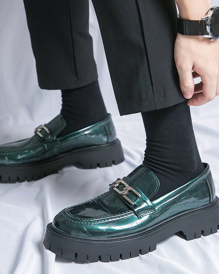 Men's Youth British Style Platform Big Head Workwear Leather Shoes