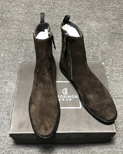 British Light Gray Zipper Men's Boots