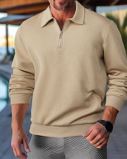 Lapel Zipper Men's Loose-fitting Casual Pullover