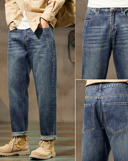 Retro Denim Pants Men's Straight Loose