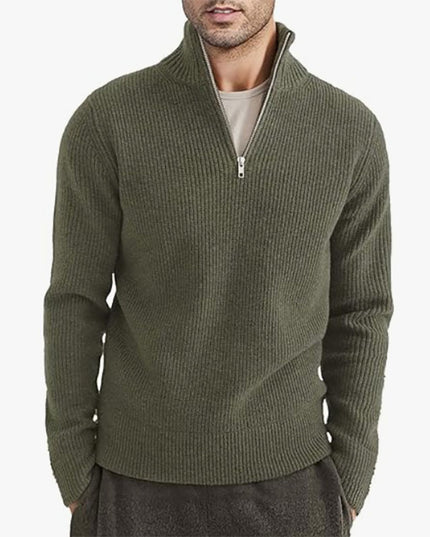 Men's Thickened Half-height Zip Collar Warm Sweater Coat