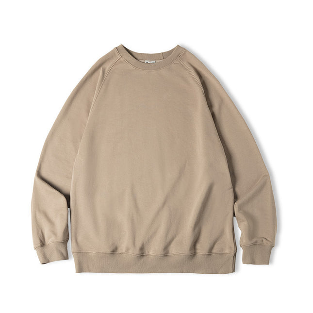 Retro Washed Heavy Looped Fabric Round Neck Sweater