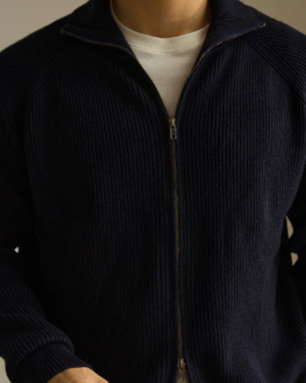 Anti-Pilling Combed Cotton Zipper Coat Knitted Cardigan Sweater