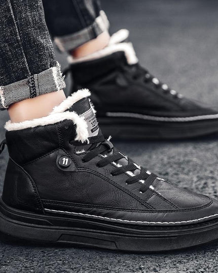 New style plus velvet thick warm high-top sneakers men's cotton shoes Korean fashion casual shoes