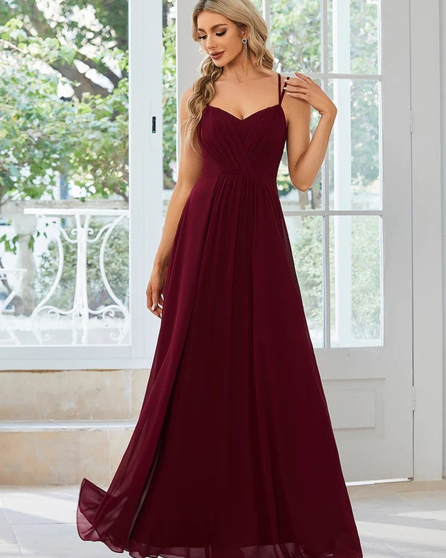Sling Banquet Temperament Long Pleating Dress