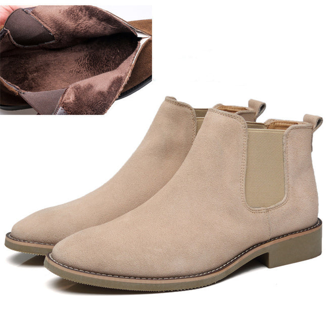 Men's leather pointed toe high-top boots