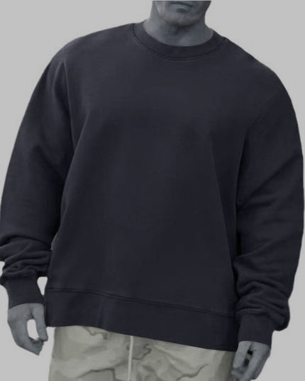 Round Neck Sweater Fleece Light Board Solid Color Pullover