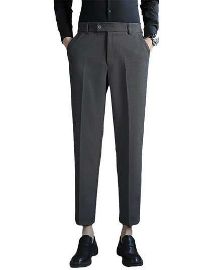 Straight Retro Brown Elastic Slim Fit Brown Casual Pants