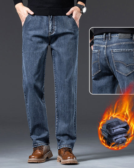 Men's Loose Fleece-lined Straight-leg Trousers