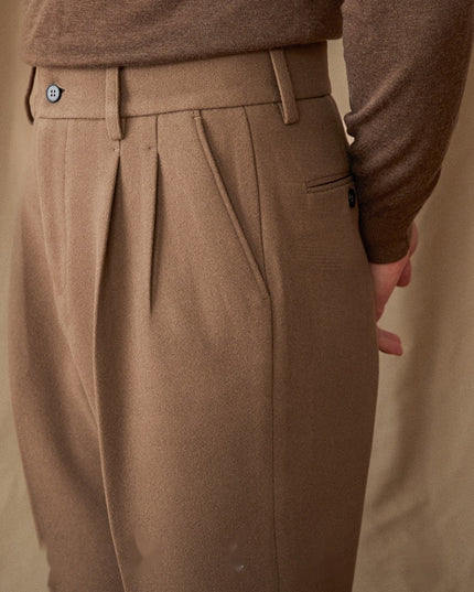 Winter Thickened Sanded Fabric Micro Straight Commute Leisure Suit Pants