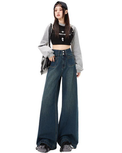 New Simple High Waist Casual Straight-leg Jeans For Women