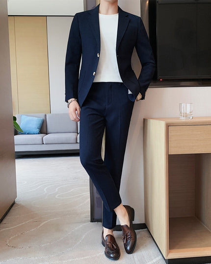 Men's Fashion Waffle Casual Suit