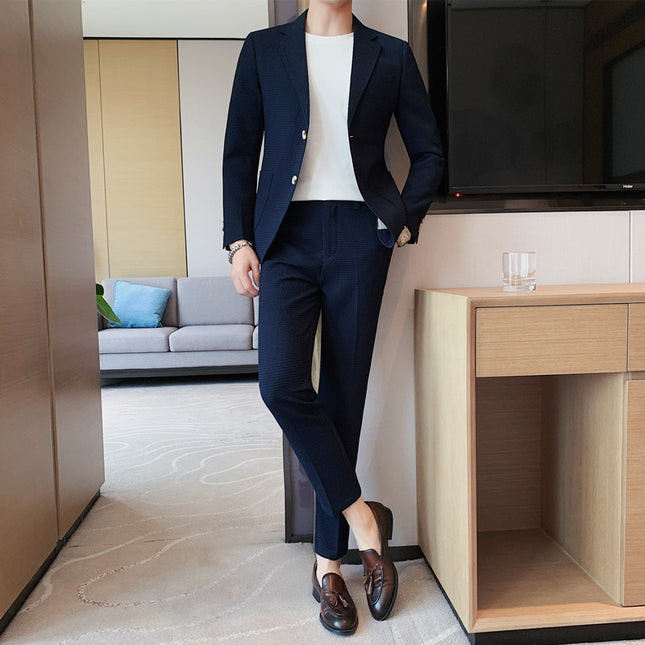 Men's Fashion Waffle Casual Suit