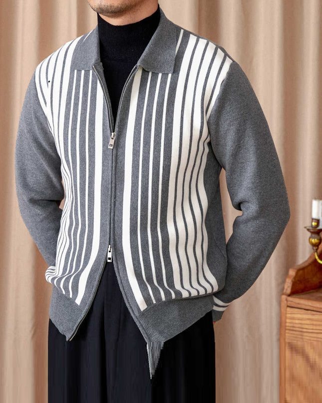 Autumn And Winter Wild Striped Cotton Men's Cardigan Commuter Trendy Men