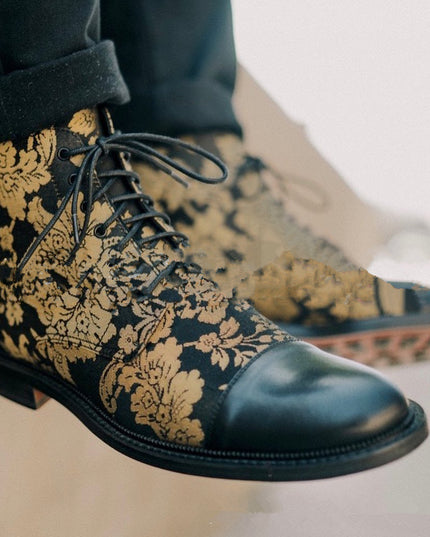 Low Heel Large Front Lace Up Low Tube Martin Boots Men's Shoes