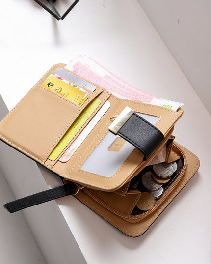 New Korean Women's Wallet Short Hollow Clutch Bag Leaf Zipper Buckle Bills Card Pack