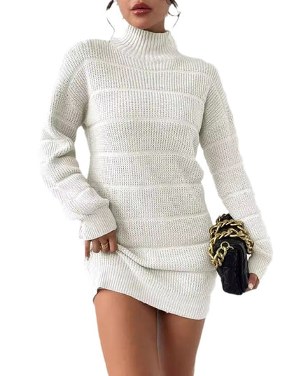 European And American Autumn And Winter Half-high Collar Knitwear Dress