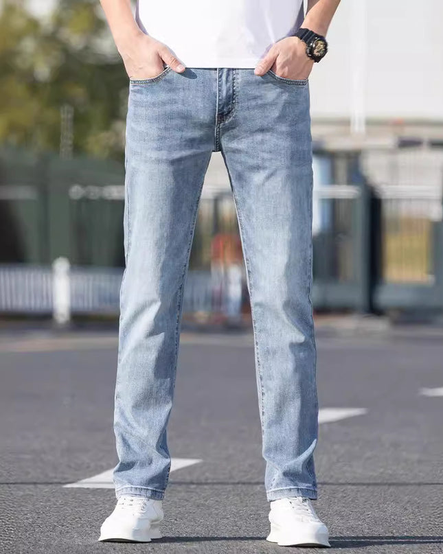 Summer Thin Jeans Men's Slim-fit Straight Trousers