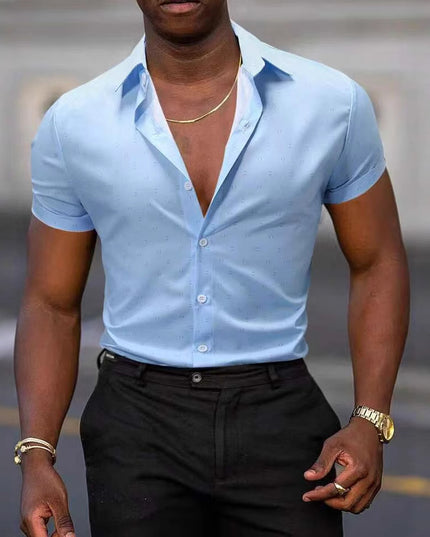 Breathable Stretch Thin Printed Short-sleeved Men's Shirt