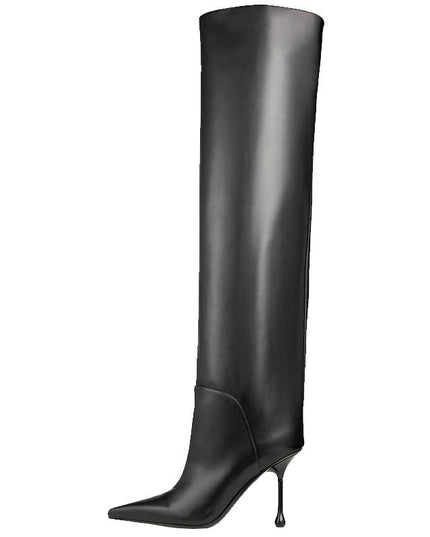 Pointed-toe Stiletto Slip-on Below The Knee Plus Size Straight Women's Boots