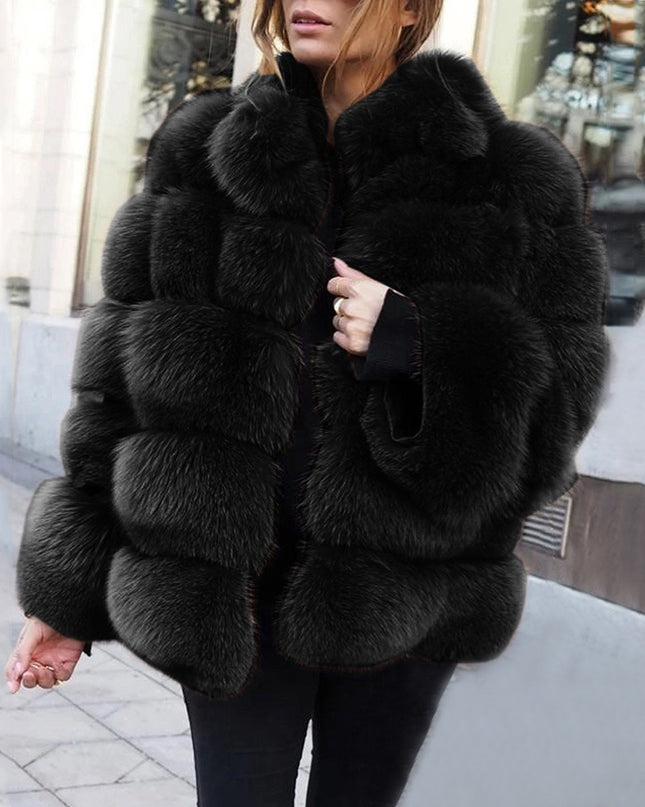 Faux fur stitching women's jacket