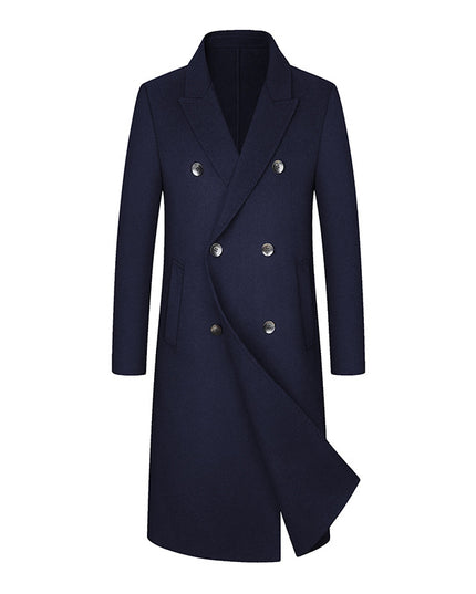 Woolen Coat Trench Coat Double Breasted Long Below The Knee