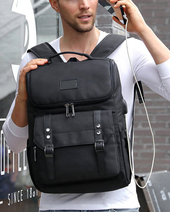 Men's Backpack Retro Travel Bag USB