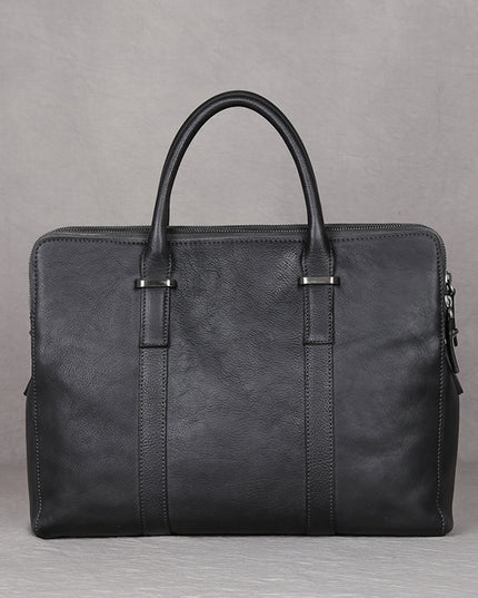Vintage Vegetable-Tanned Leather Men’s Handbag | First Layer Cowhide Business & Casual Bag