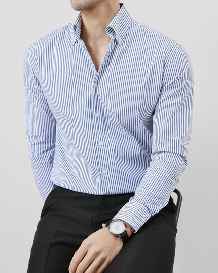 Striped Men's V-neck Long Sleeve Shirt