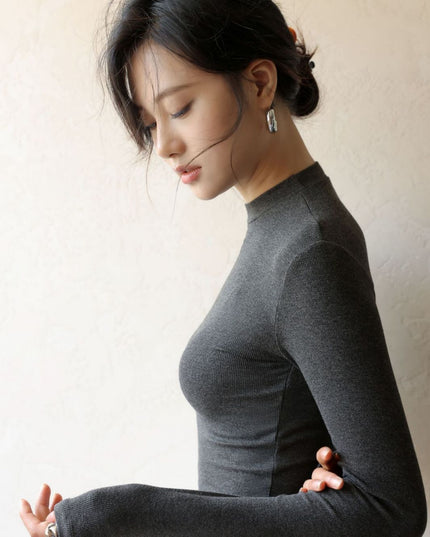 Slim Look Inside Half High Collar Base T Shirt