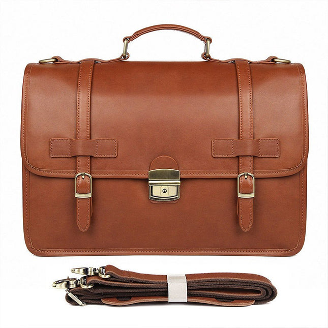 JMD Winter British Style First-Layer Cowhide Briefcase for Men | Premium Leather Office Handbag